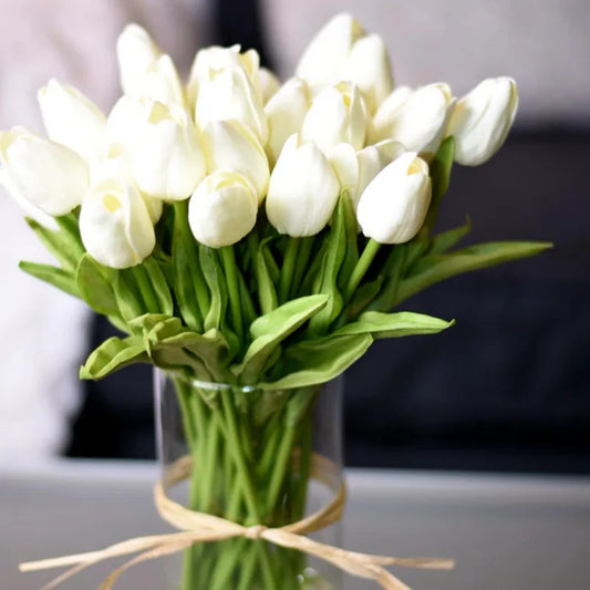10PCS Tulip Artificial Flower Real Touch Artificial Bouquet PE Fake Flower for Wedding Decoration Flowers Home Garden Decor