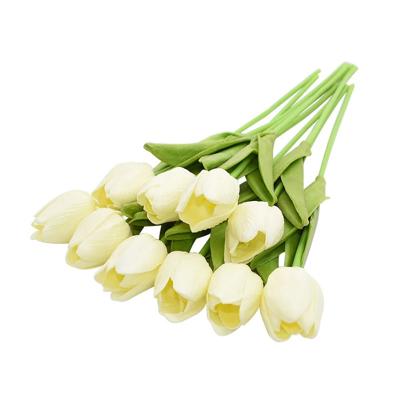 10PCS Tulip Artificial Flower Real Touch Artificial Bouquet PE Fake Flower for Wedding Decoration Flowers Home Garden Decor