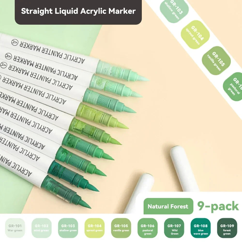 9pcs Acrylic Paint Marker Set – Mixed Colours, Waterproof Pens for Rock, Glass, Shoes, DIY Crafts & Kids Art Projects