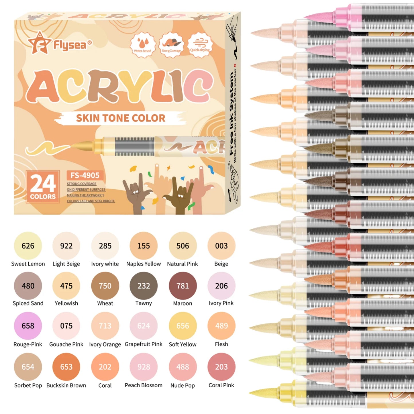 Skin‑Tone Art Markers | Soft Brush‑Tip Acrylic Paint Pens for Waterproof Sketching