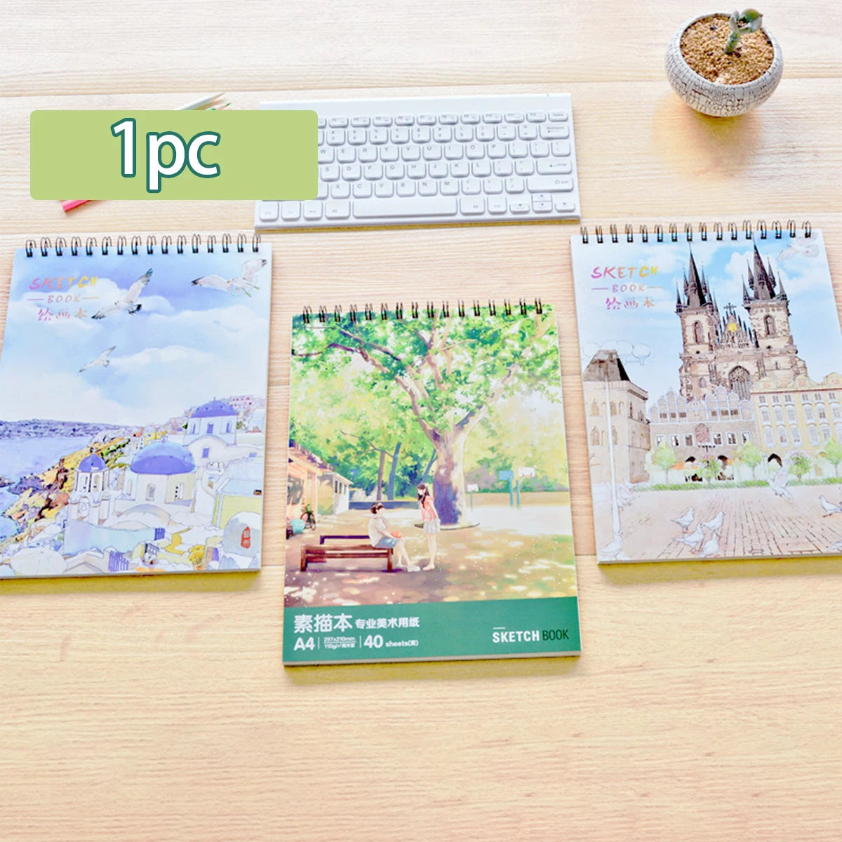 A4 Paper Art Sketch Book, Spiral Coil Book, Office And School Supplies, Drawing Notebook, Stationery,Return To School Season1pc
