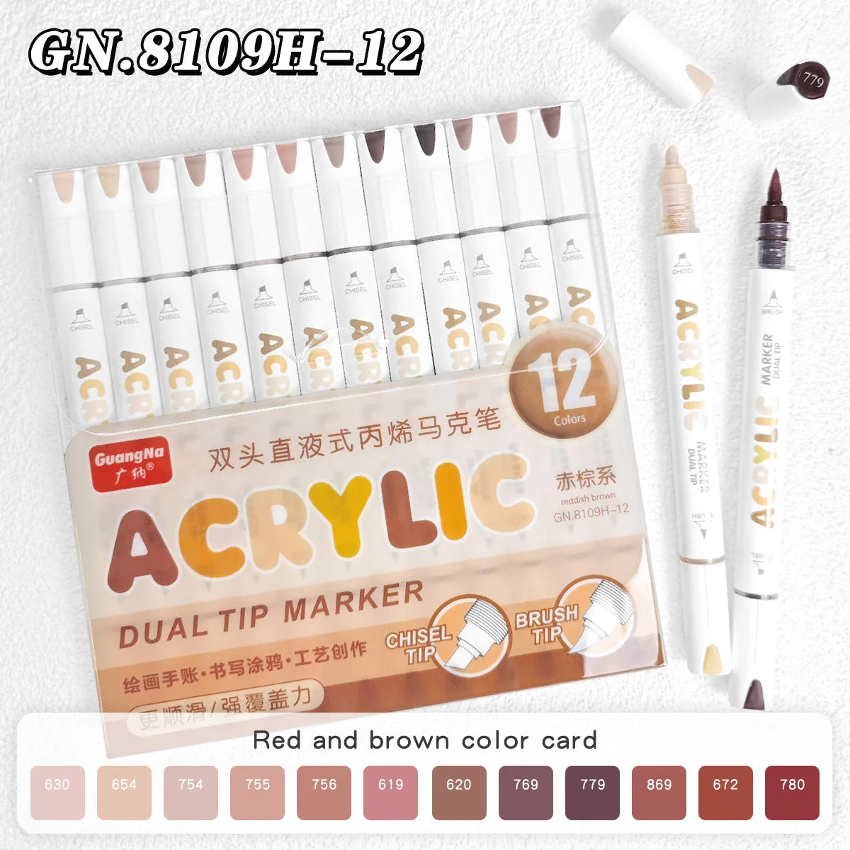 Acrylic Paint Markers Brush Tip 12/24/36/72 Colours Direct Ink Waterproof Flexible Tip Art Pens for Rock Painting Wood Fabric Egg