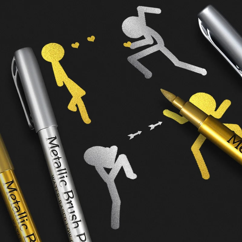 4/6pcs Metallic Permanent Marker Pens – Waterproof Gold & Silver Ink for Resin Molds, DIY Crafts & Art Projects