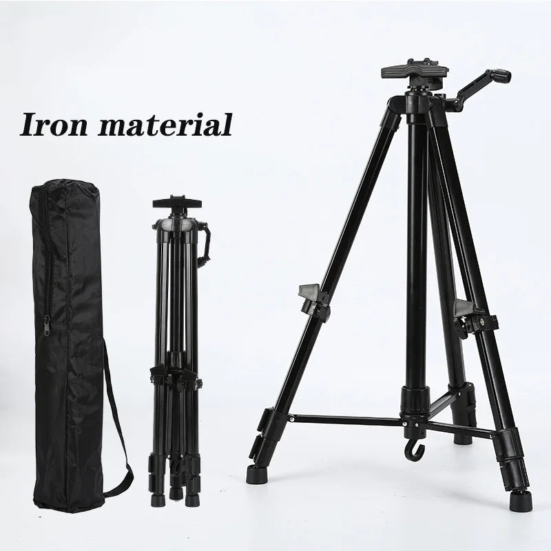 Portable Adjustable Metal Sketch Easel – 50–150CM Foldable Aluminum Stand for Outdoor Painting & Art Supplies