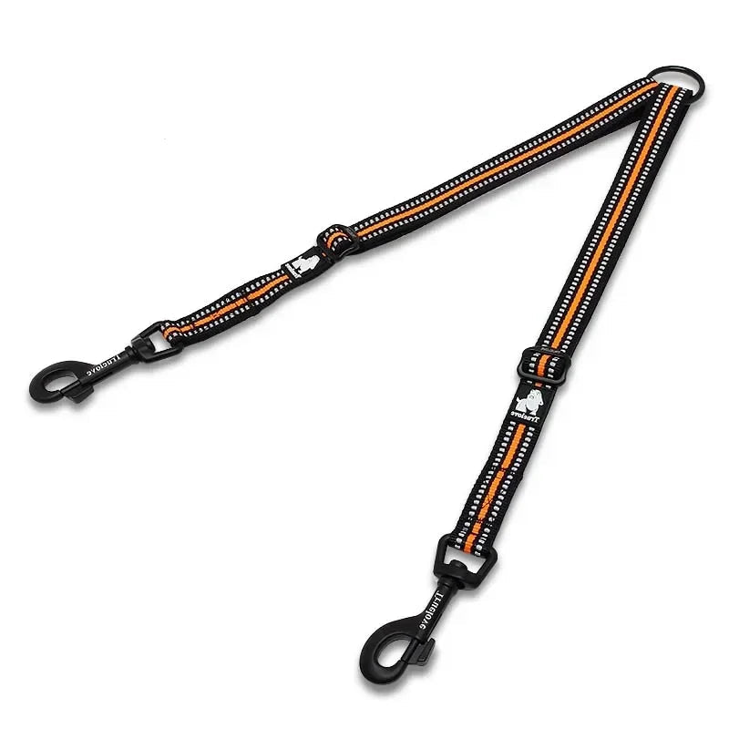 Truelove Reflective Nylon Double Dog Leash For Two Dogs Coupler No Tangle Pet Leash For All breed Training Running Dropshipping
