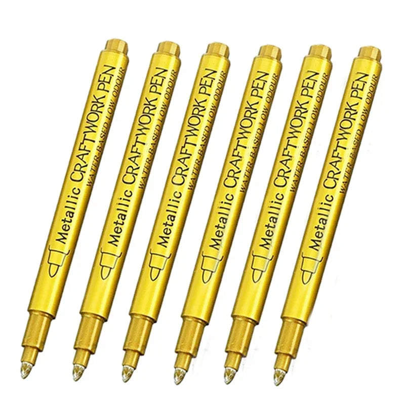 4/6pcs Metallic Permanent Marker Pens – Waterproof Gold & Silver Ink for Resin Molds, DIY Crafts & Art Projects