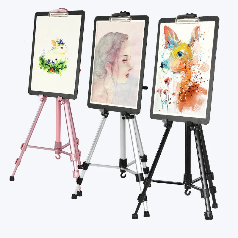 Portable Adjustable Metal Sketch Easel – 50–150CM Foldable Aluminum Stand for Outdoor Painting & Art Supplies