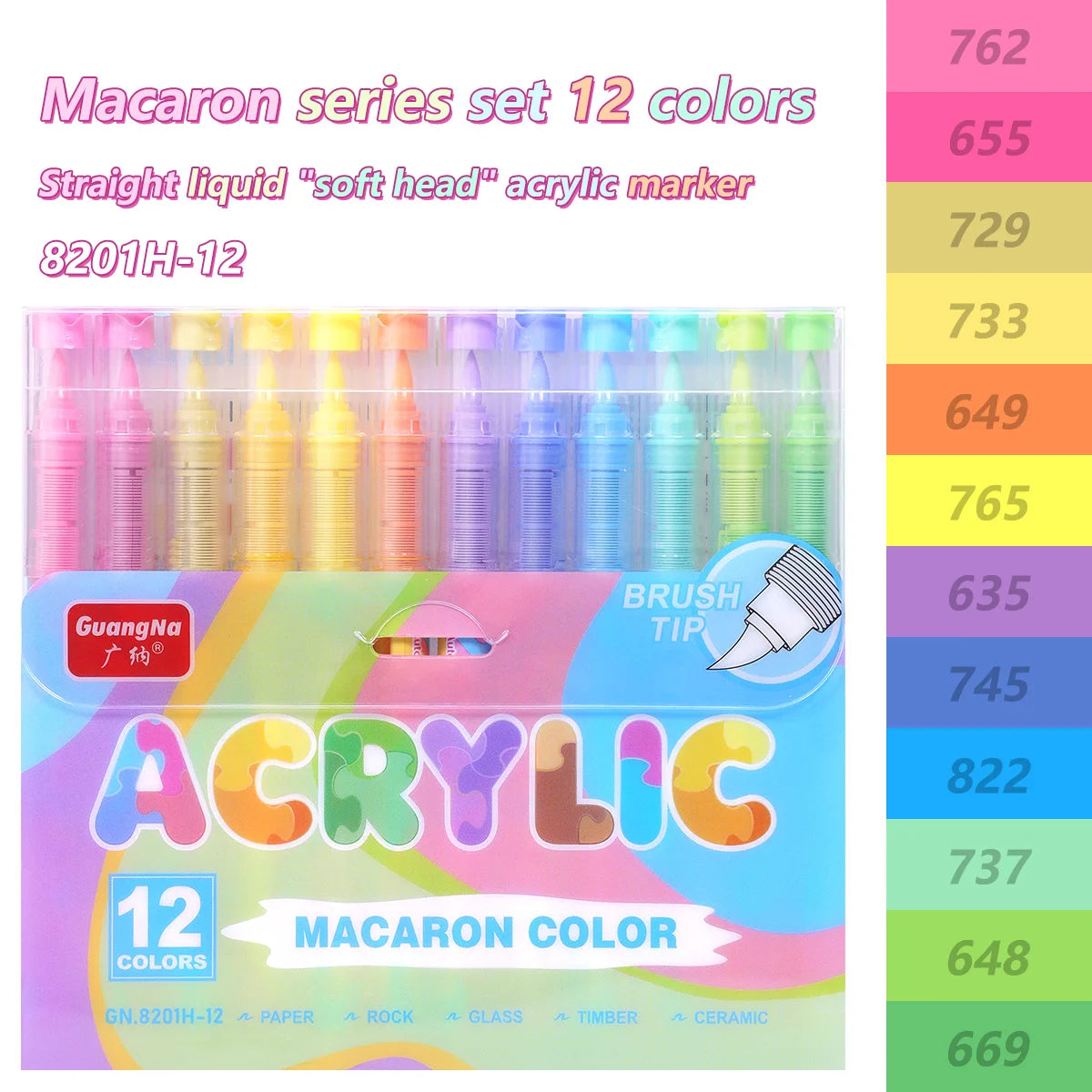 Acrylic Paint Markers Brush Tip 12/24/36/72 Colours Direct Ink Waterproof Flexible Tip Art Pens for Rock Painting Wood Fabric Egg