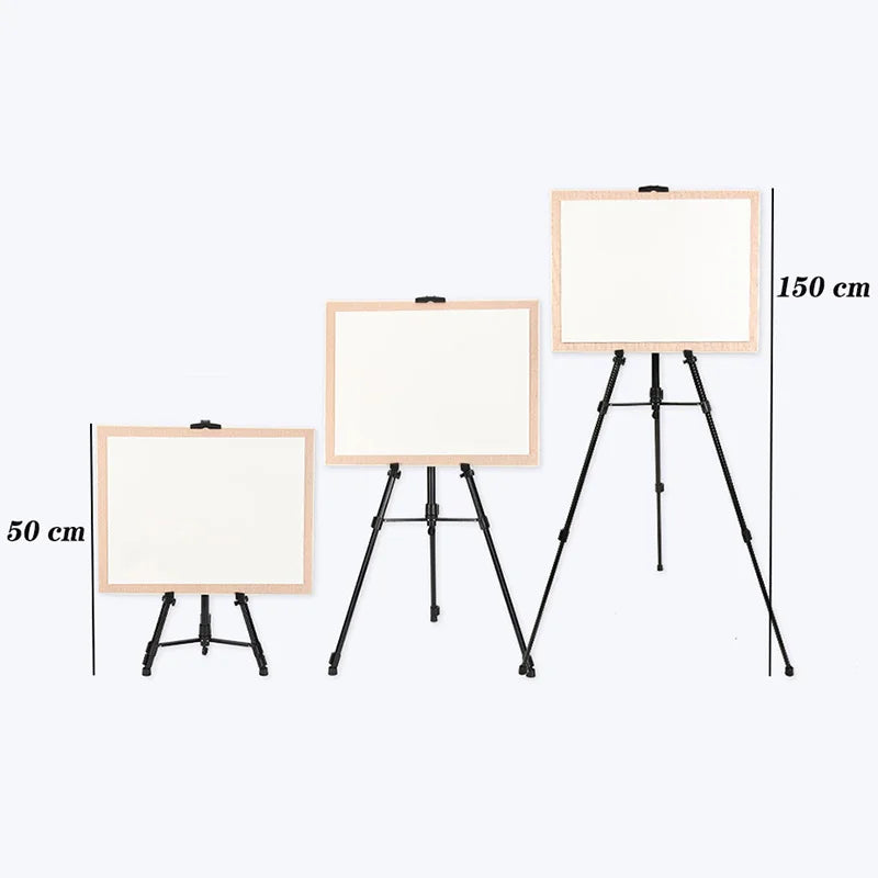 Portable Adjustable Metal Sketch Easel – 50–150CM Foldable Aluminum Stand for Outdoor Painting & Art Supplies