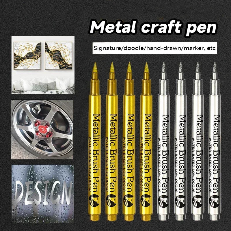 4/6pcs Metallic Permanent Marker Pens – Waterproof Gold & Silver Ink for Resin Molds, DIY Crafts & Art Projects