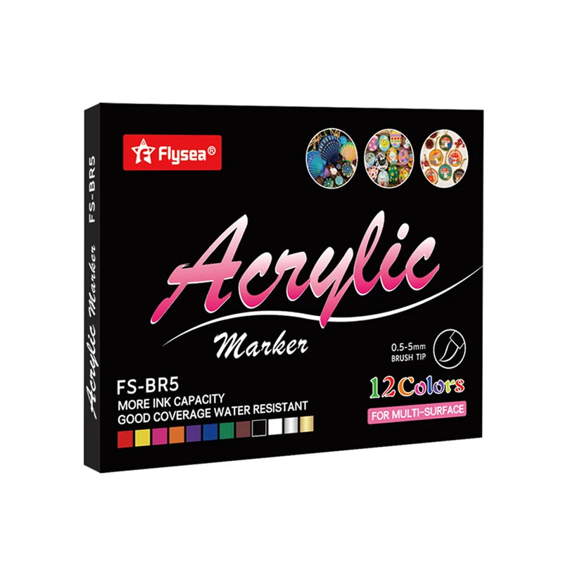 12/24/36 Colours Brush Tip Acrylic Paint Pens, Paint Markers for Lettering and Creative Painting, Rocks, Mugs, Ceramic, Glass