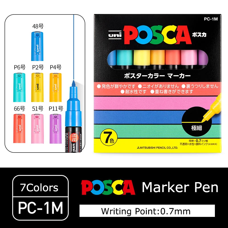 Posca Markers 1M Extra Fine Point, Acrylic Paint Art Marker Pens Set for Drawing Manga Graffiti Crafts DIY, Original Japan Gift