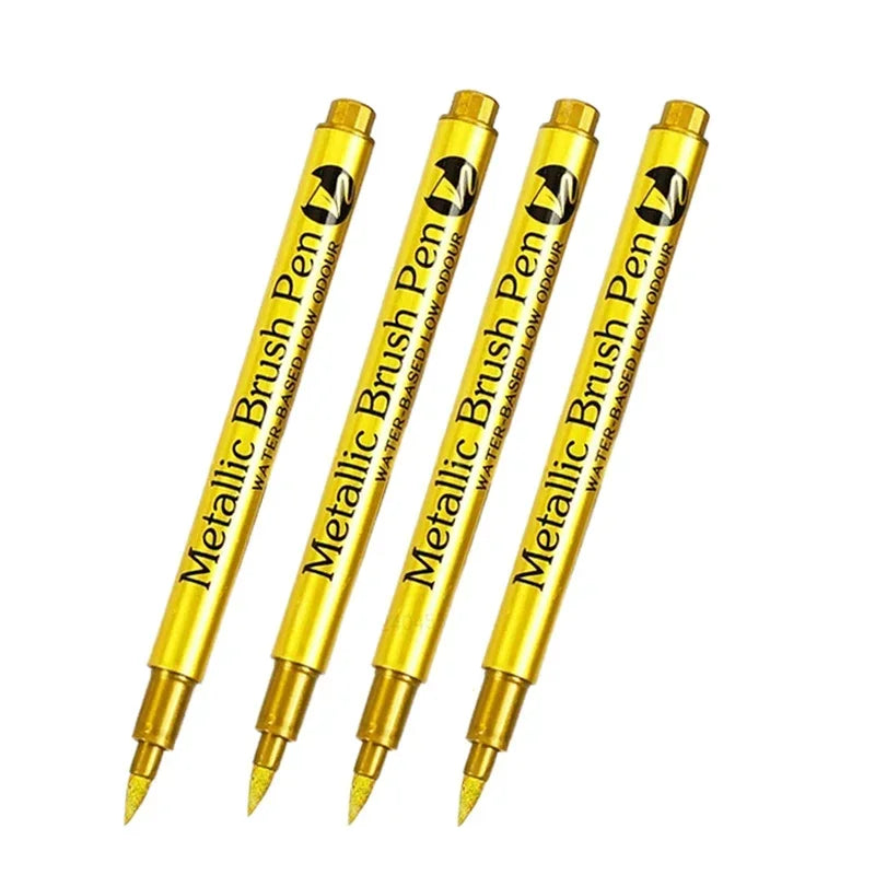 4/6pcs Metallic Permanent Marker Pens – Waterproof Gold & Silver Ink for Resin Molds, DIY Crafts & Art Projects