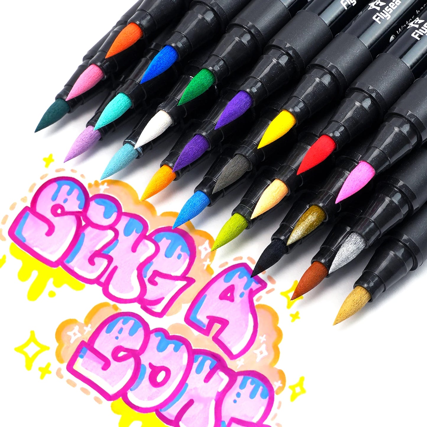 12/24/36 Colours Brush Tip Acrylic Paint Pens, Paint Markers for Lettering and Creative Painting, Rocks, Mugs, Ceramic, Glass