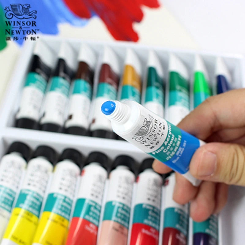 WINSOR&NEWTON 12/18/24 Colours Professional Acrylic Paints Set 10ml Hand Painted Wall Painting Textile Paint Brightly Coloured