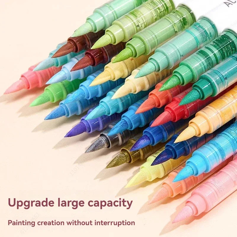 9pcs/Box Mix Colour Acrylic Markers Set Art Rock Painting Pens Kids Gift Graffiti For Stone Glass Book Shoes DIY Craft Supplies