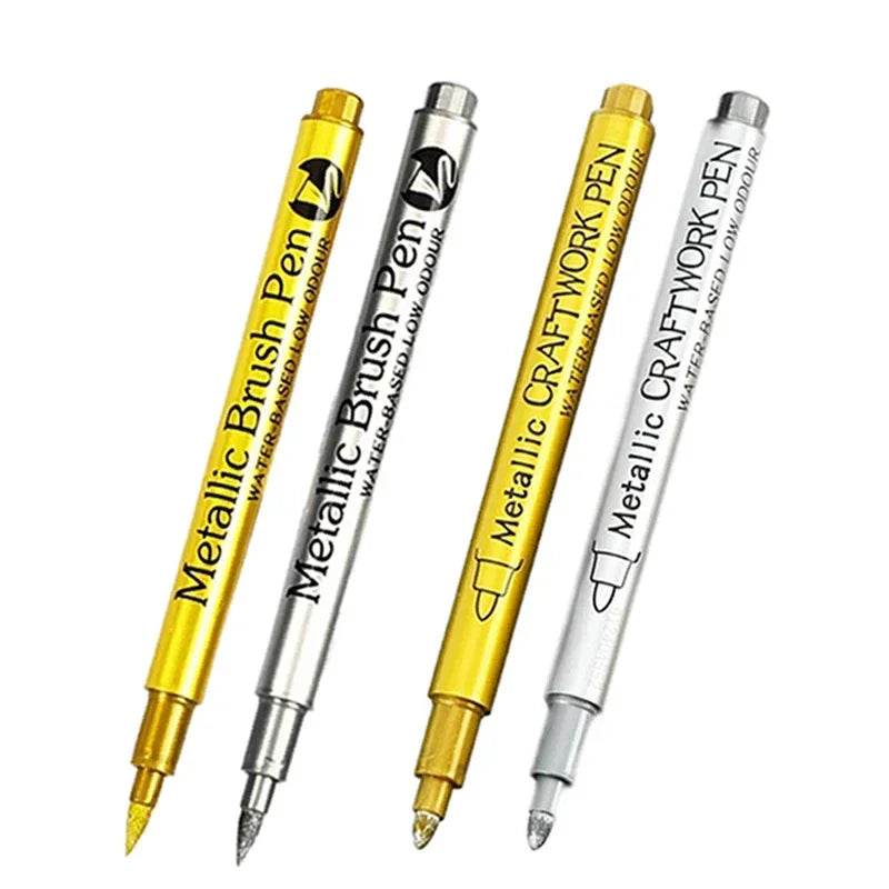 4/6pcs Metallic Permanent Marker Pens – Waterproof Gold & Silver Ink for Resin Molds, DIY Crafts & Art Projects