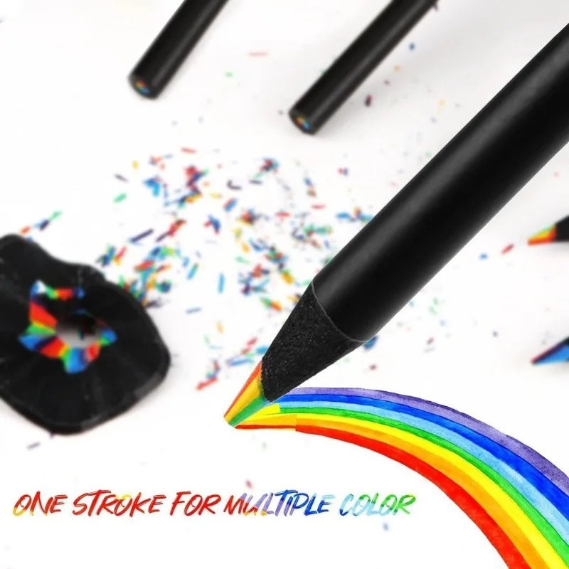 10/20PCS 7-Colour Black Wood Rainbow Core Coloured Pencils