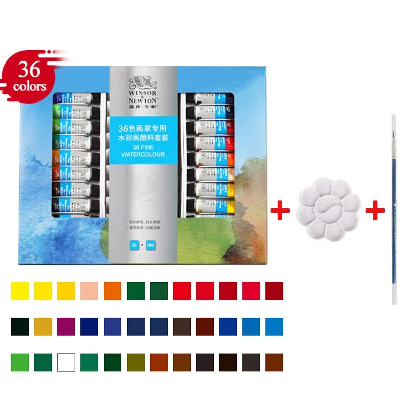 WINSOR&NEWTON Professional Watercolour Painting Paint Fine Smooth High Quality 12/18/24/36 Colors 10ML For Artist Student