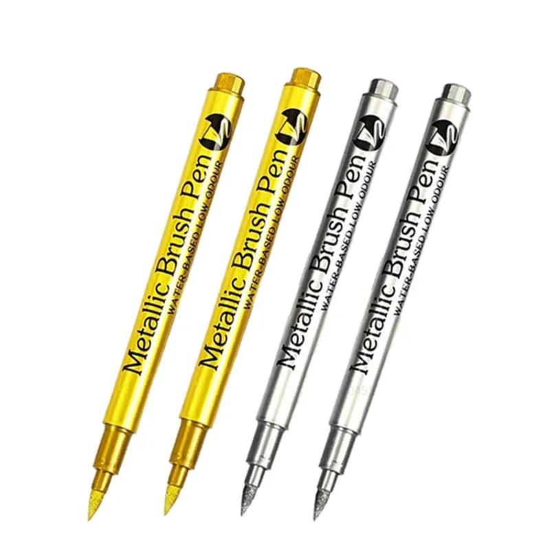 4/6pcs Metallic Permanent Marker Pens – Waterproof Gold & Silver Ink for Resin Molds, DIY Crafts & Art Projects