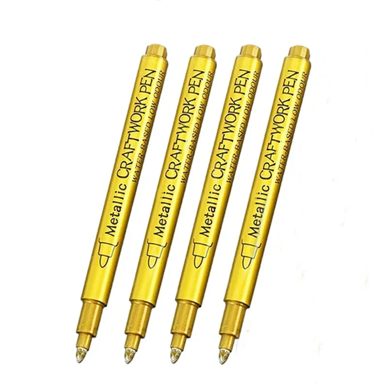 4/6pcs Metallic Permanent Marker Pens – Waterproof Gold & Silver Ink for Resin Molds, DIY Crafts & Art Projects