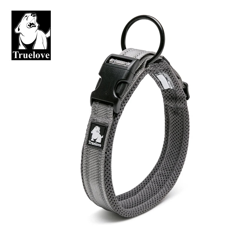 Truelove Adjustable Mesh Padded Pet Dog Collar 3M Reflective Nylon Dog Collar Durable Heavy Duty for all Breed Weather TLC5011