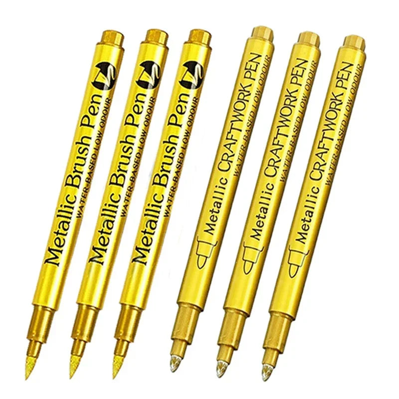 4/6pcs Metallic Permanent Marker Pens – Waterproof Gold & Silver Ink for Resin Molds, DIY Crafts & Art Projects