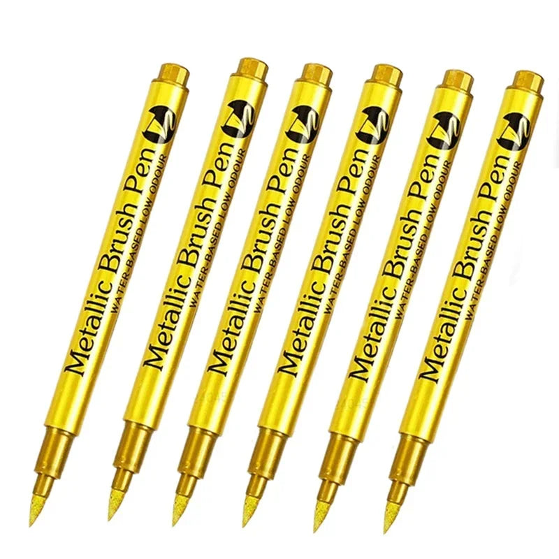 4/6pcs Metallic Permanent Marker Pens – Waterproof Gold & Silver Ink for Resin Molds, DIY Crafts & Art Projects