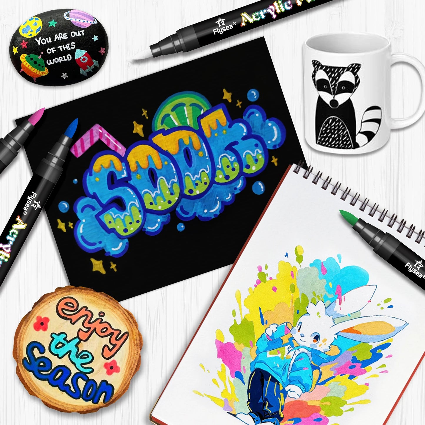 12/24/36 Colours Brush Tip Acrylic Paint Pens, Paint Markers for Lettering and Creative Painting, Rocks, Mugs, Ceramic, Glass