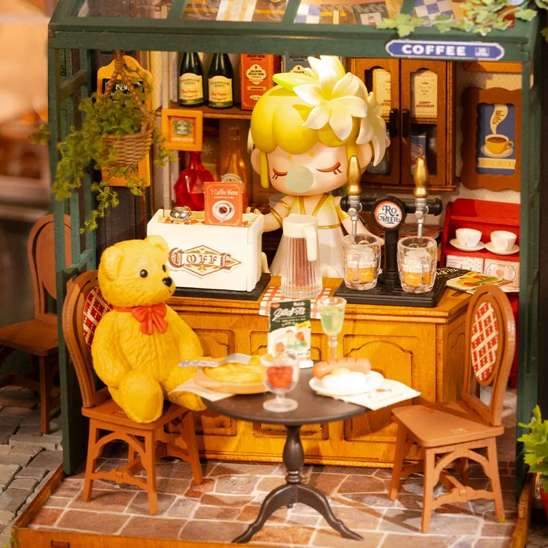 Robotime Rolife DIY Miniature House Kit – Tipsy Restaurant Scene, Desk & Bookshelf Decor, Creative Craft Gift for Adults & Kids