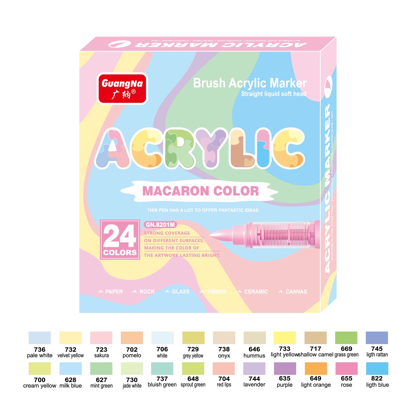 24 Colours Skin Tone Acrylic Paint Pens, Brush Tip Paint Markers for Wood,Glass,Fabric,Rocks Painting Paint Pens Artists Drawing