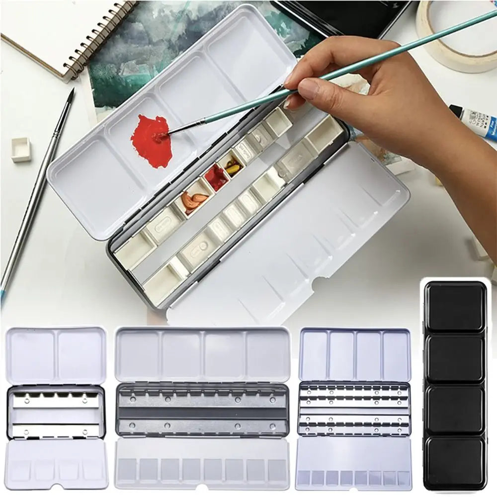 Art Supplies Creative Empty Paint Palette Watercolour Storage Case Pigment Box Grids Slots Painting Tools Drawing Supplies