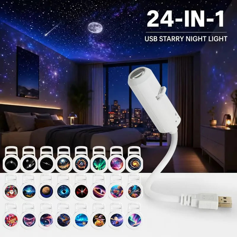 USB Powered Christmas Projector Lights with Santa Claus/Gingerbread Man/elk Patterns Spotlight Indoor Party Navidad Xmas Decor