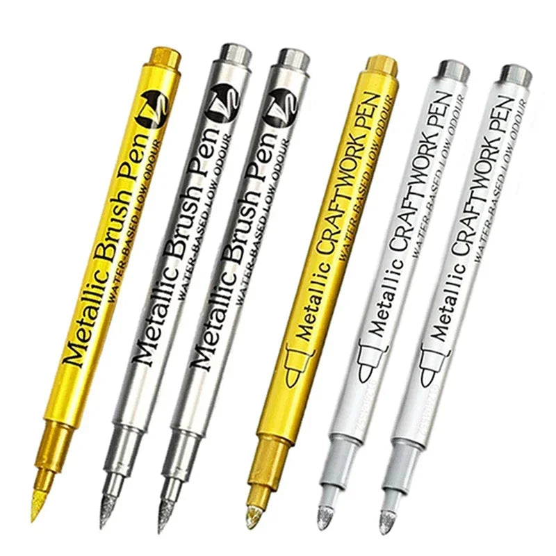 4/6pcs Metallic Permanent Marker Pens – Waterproof Gold & Silver Ink for Resin Molds, DIY Crafts & Art Projects