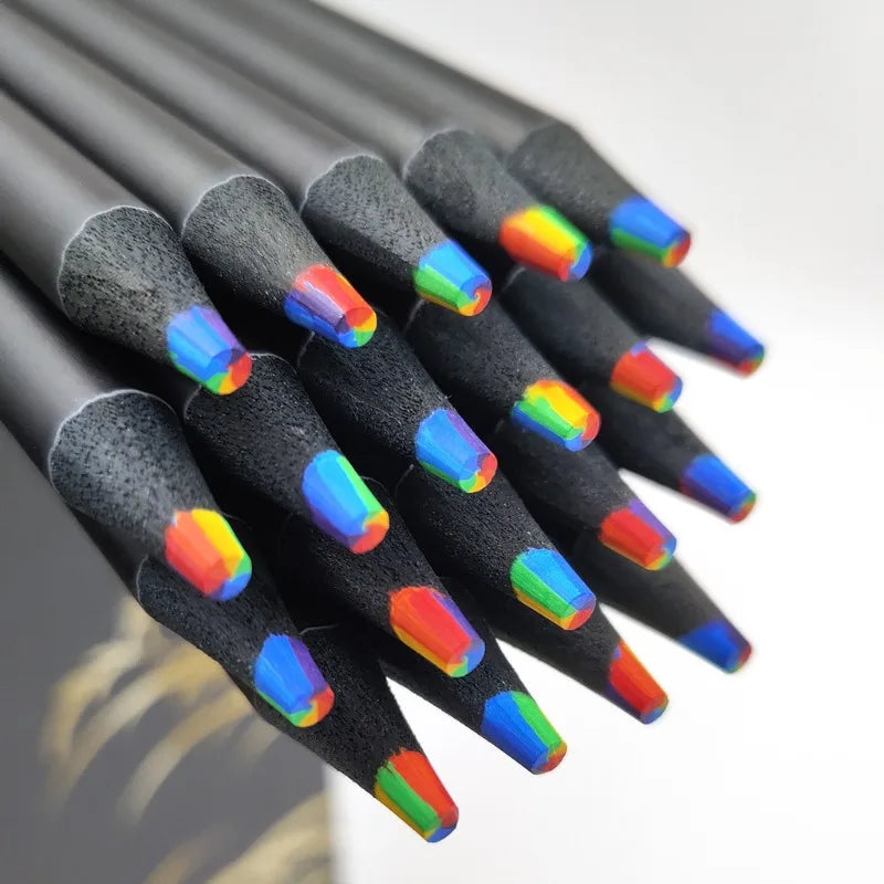 10/20PCS 7-Colour Black Wood Rainbow Core Coloured Pencils