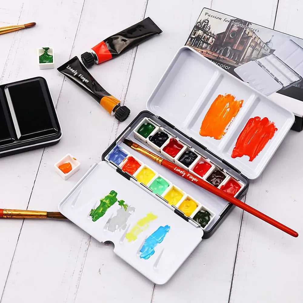 Art Supplies Creative Empty Paint Palette Watercolour Storage Case Pigment Box Grids Slots Painting Tools Drawing Supplies
