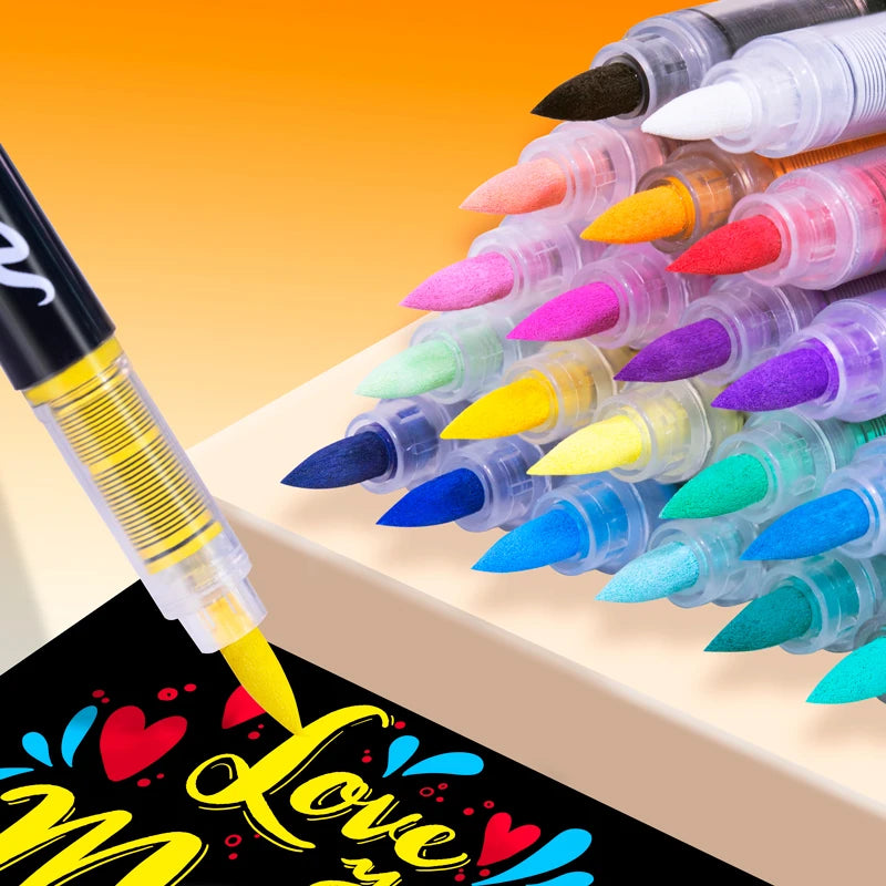 Acrylic Paint Markers Brush Tip 12/24/36/72 Colours Direct Ink Waterproof Flexible Tip Art Pens for Rock Painting Wood Fabric Egg