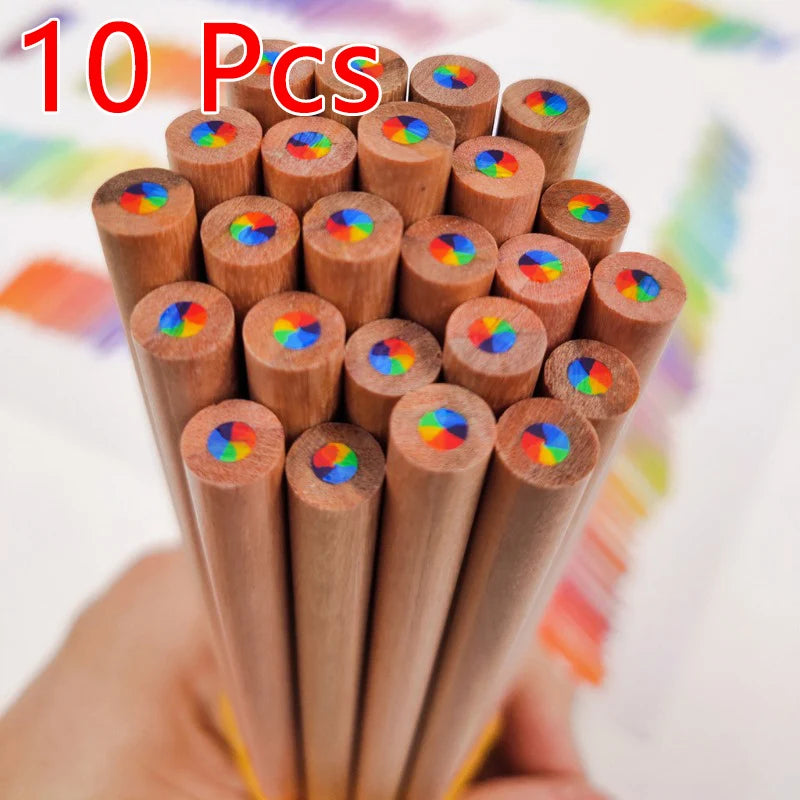 10/20PCS 7-Colour Black Wood Rainbow Core Coloured Pencils