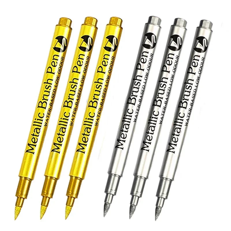 4/6pcs Metallic Permanent Marker Pens – Waterproof Gold & Silver Ink for Resin Molds, DIY Crafts & Art Projects