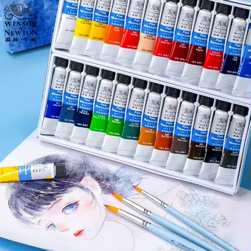 WINSOR&NEWTON Professional Watercolour Painting Paint Fine Smooth High Quality 12/18/24/36 Colors 10ML For Artist Student