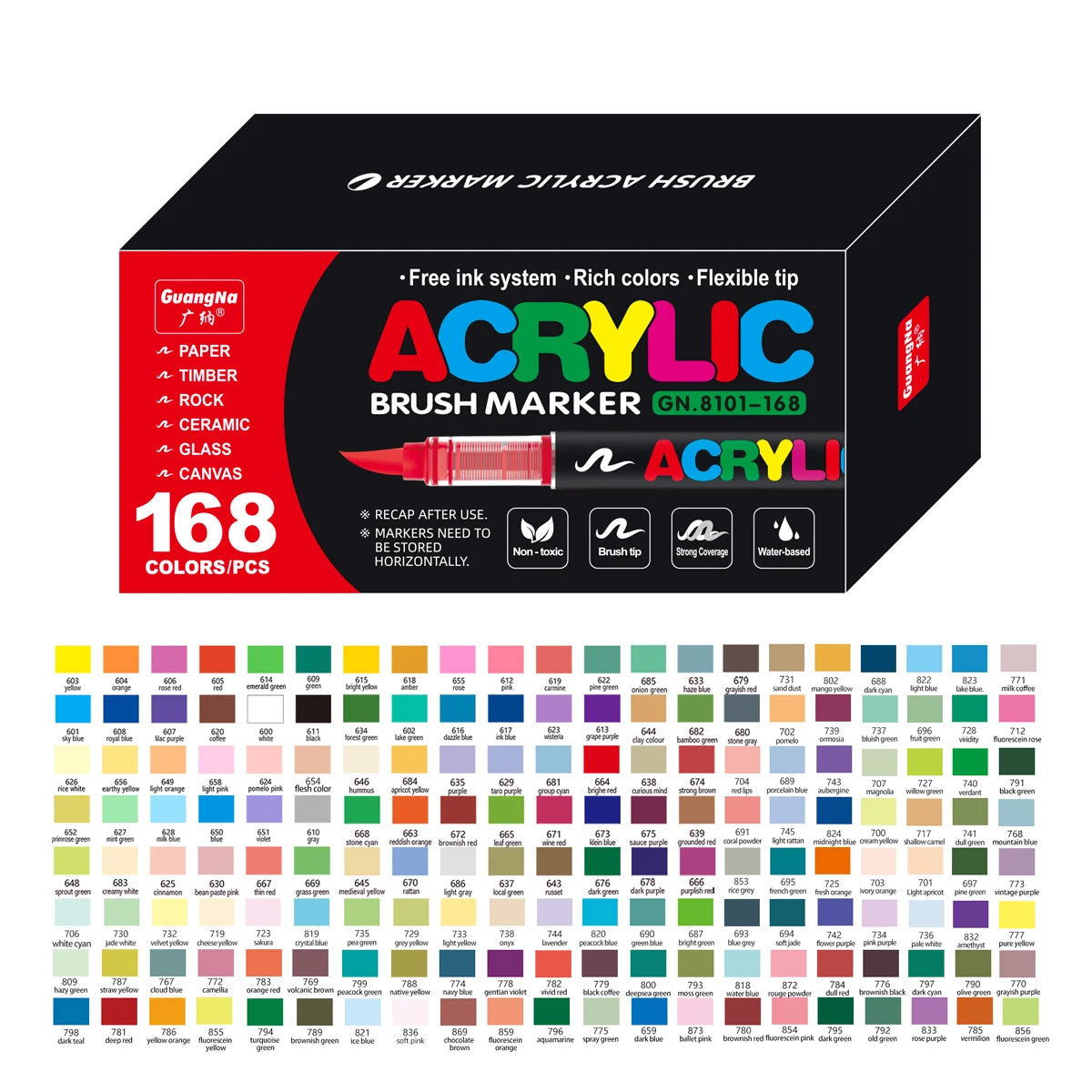 Acrylic Paint Markers Brush Tip 12/24/36/72 Colours Direct Ink Waterproof Flexible Tip Art Pens for Rock Painting Wood Fabric Egg