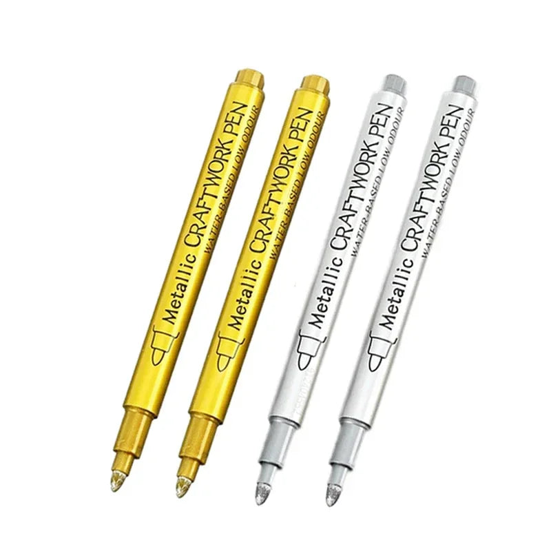 4/6pcs Metallic Permanent Marker Pens – Waterproof Gold & Silver Ink for Resin Molds, DIY Crafts & Art Projects