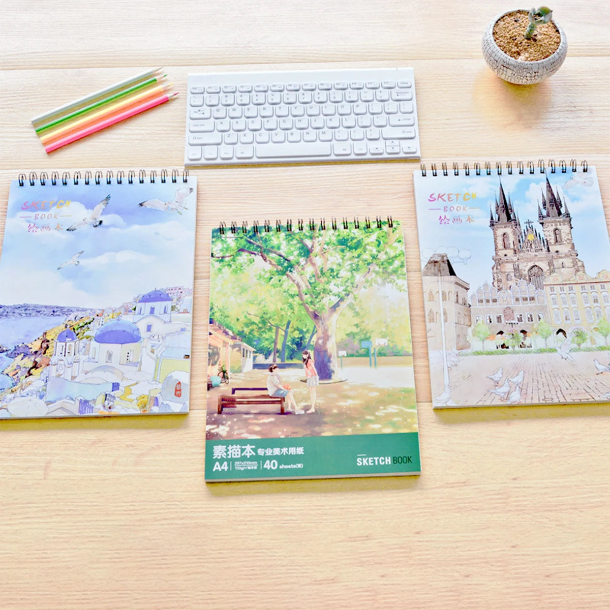 A4 Paper Art Sketch Book, Spiral Coil Book, Office And School Supplies, Drawing Notebook, Stationery,Return To School Season1pc