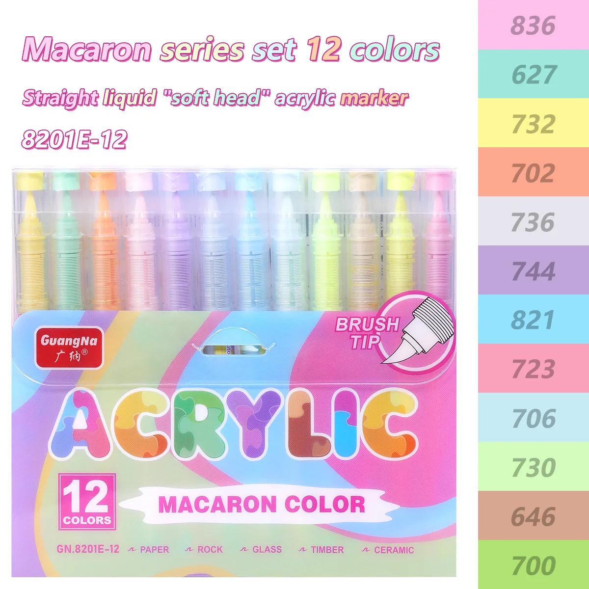 Acrylic Paint Markers Brush Tip 12/24/36/72 Colours Direct Ink Waterproof Flexible Tip Art Pens for Rock Painting Wood Fabric Egg