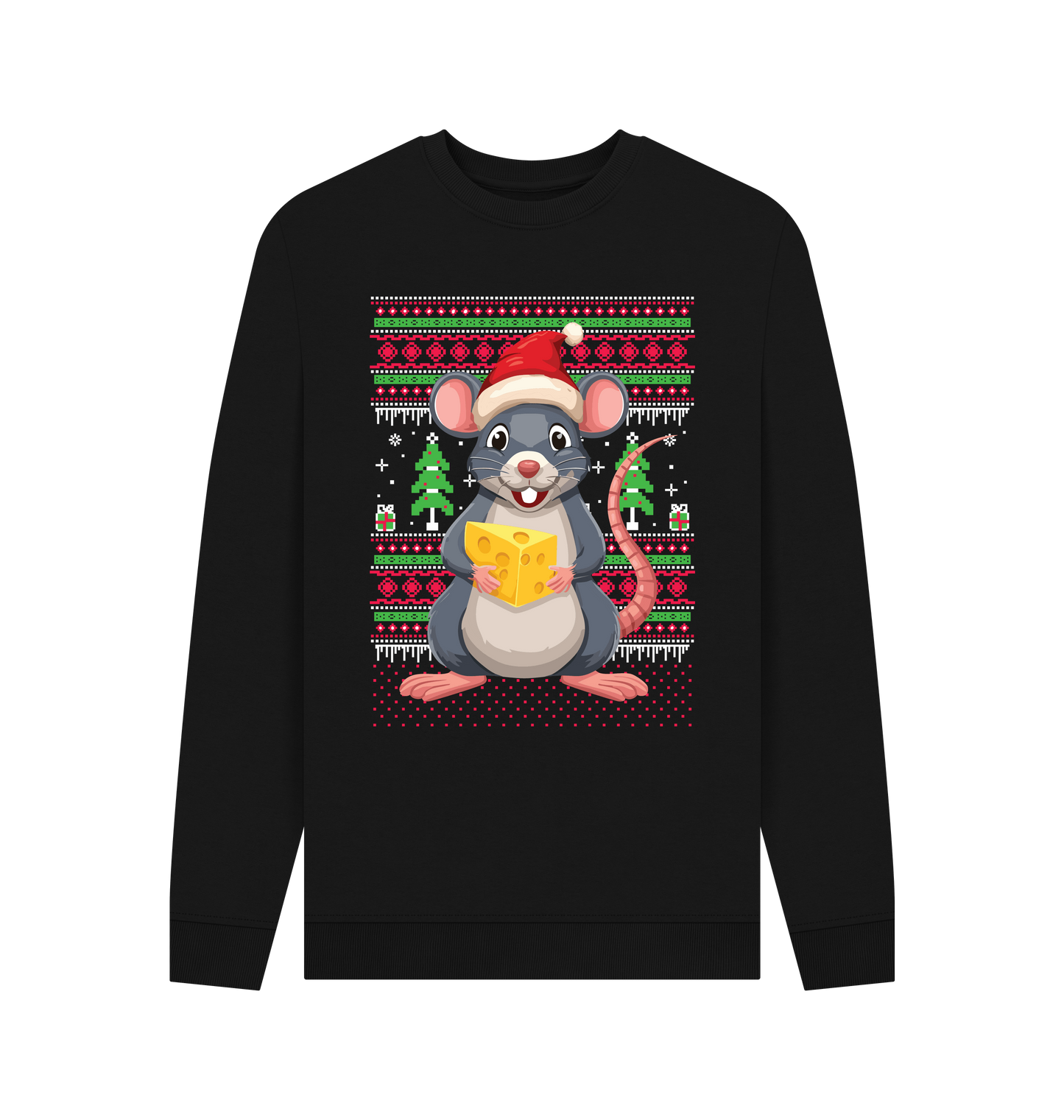 Black Printed Sweater Front