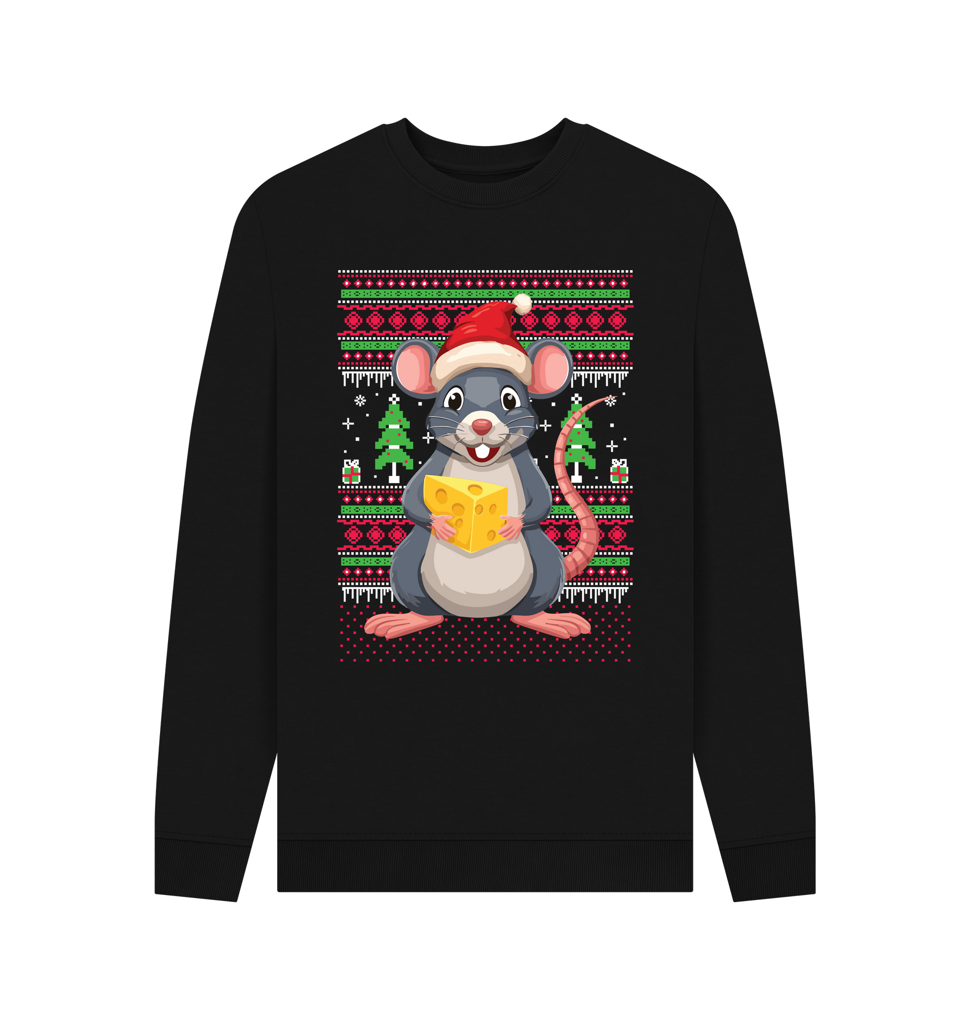 Black Printed Sweater Front