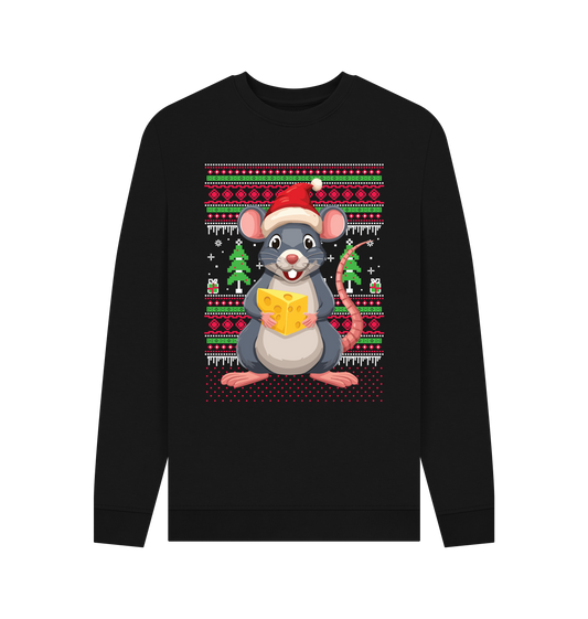 Black Printed Sweater Front