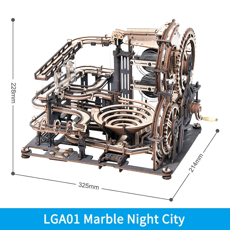 Robotime ROKR Marble Night City – 3D Wooden Puzzle Waterwheel Model | Gift for Kids & Teens