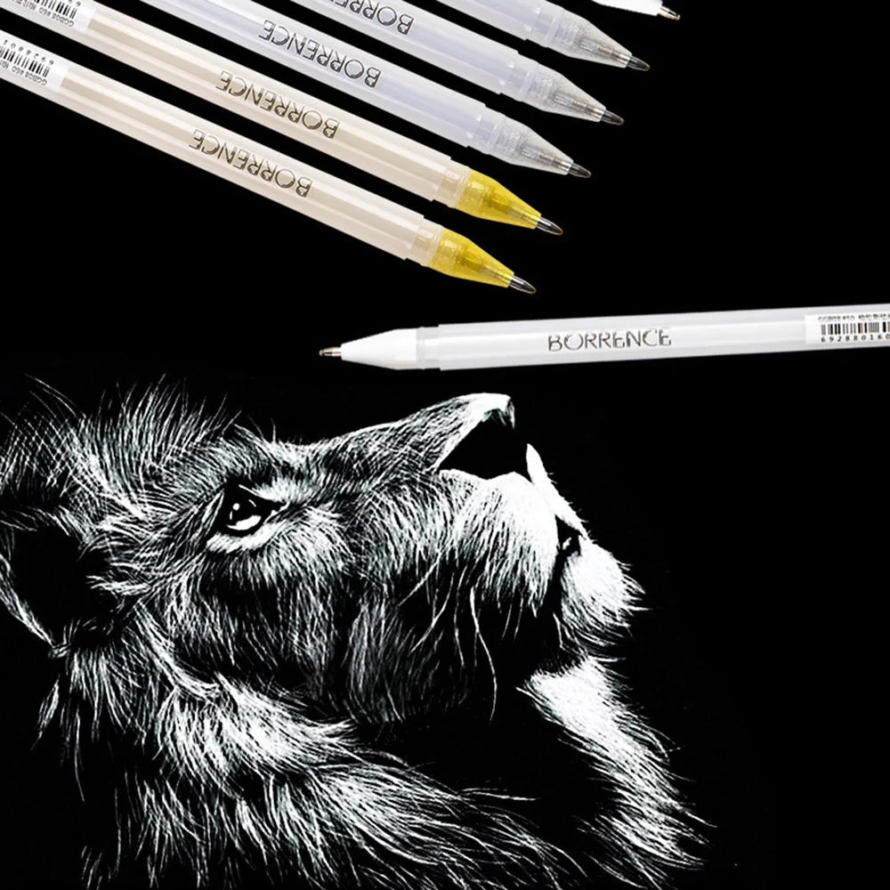 White Gel Pen 0.8mm Fine Tip Sketching Highlighter Pen for Artists Black Papers Drawing Pen Art Supplies