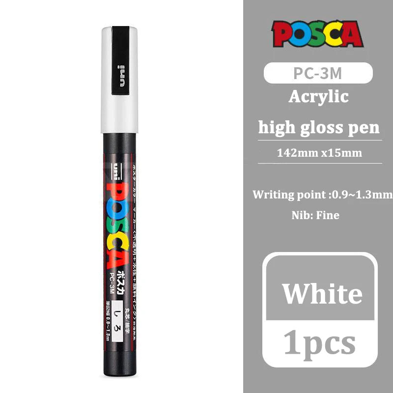 Uni Posca White Marker Pen,Acrylic rotulador permanente Waterproof POP Poster PC-1M 3M 5M graffiti markers Paint Pens Art Suppli